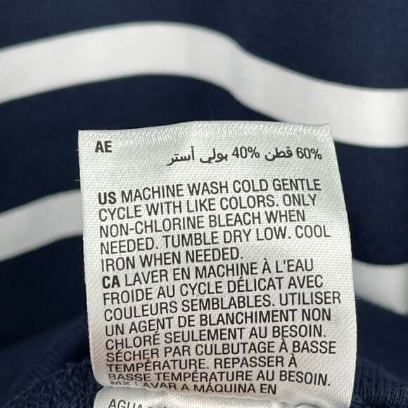 Charter Club Nautical Stripe Hoodie Sweatshirt Button Detail Women Medium Blue - Picture 7 of 7